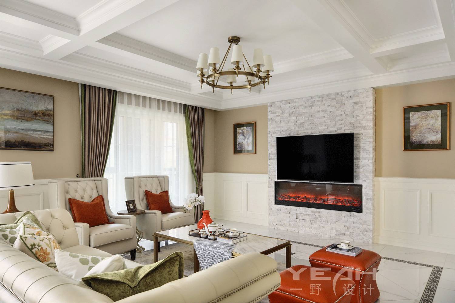 长安府自然和谐家居设计,绿色橙黄点缀活力空间-31