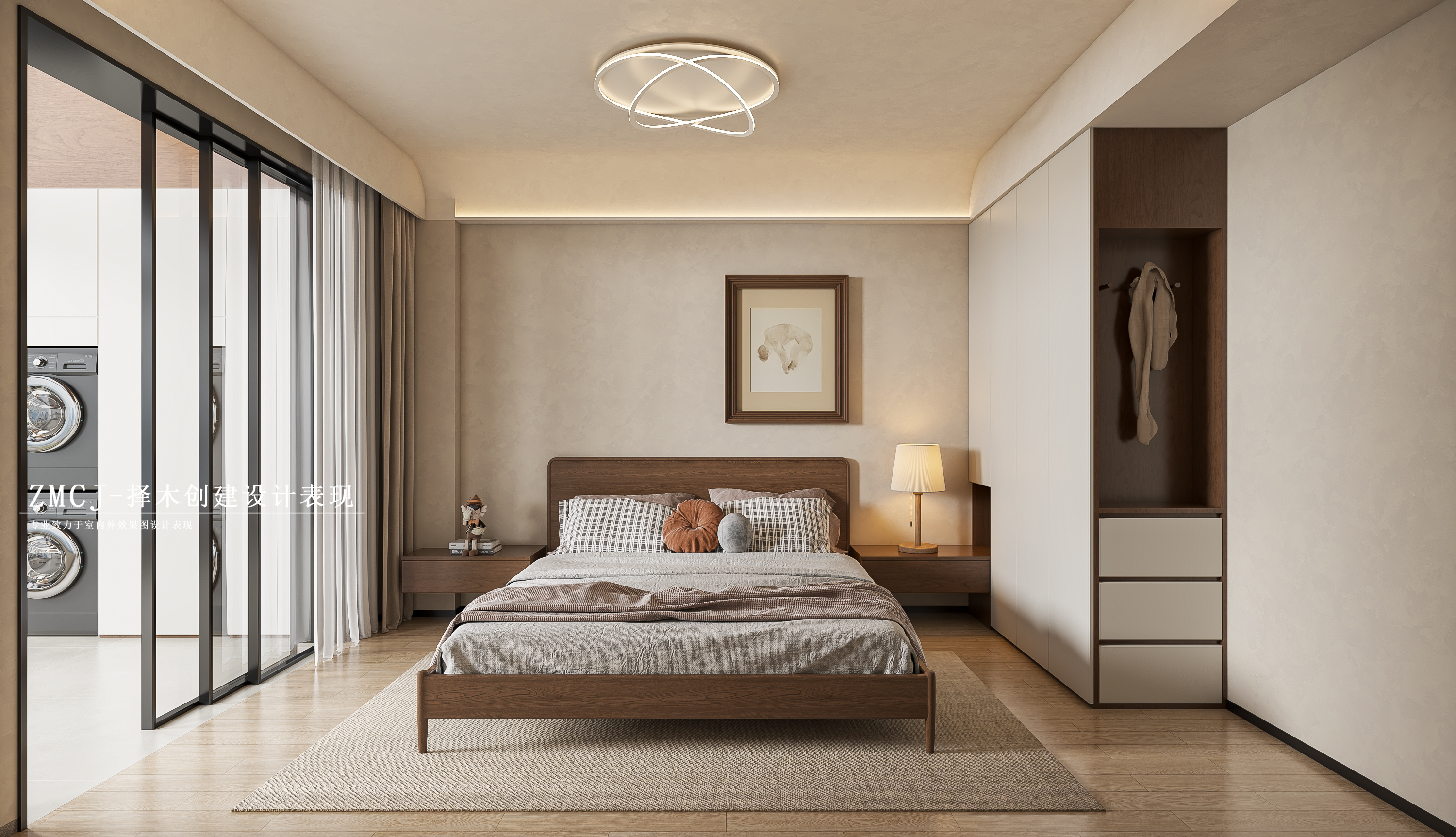 现代风格客餐厅卧室卫生间-1