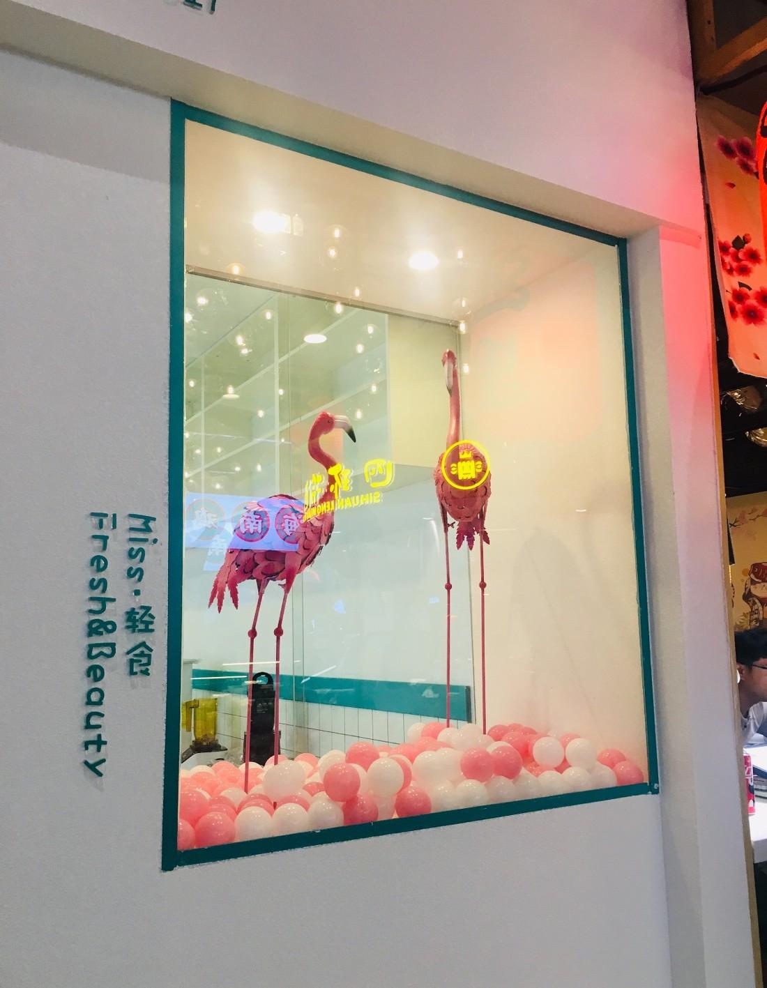 鲜色纤美轻食——橱窗火烈鸟设计吸引眼球-5