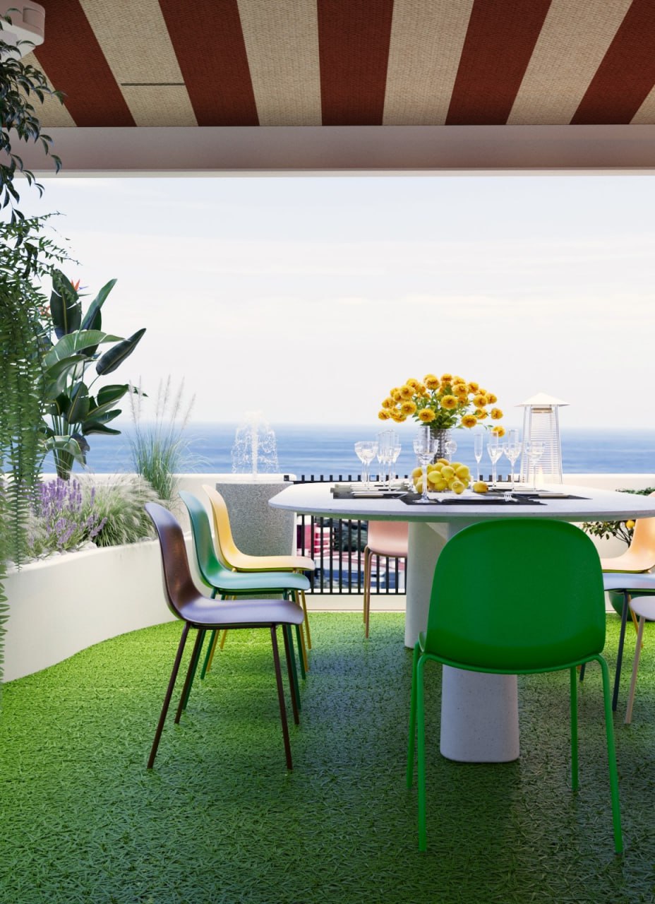 Colourful French Oceanview Terrace Design-8