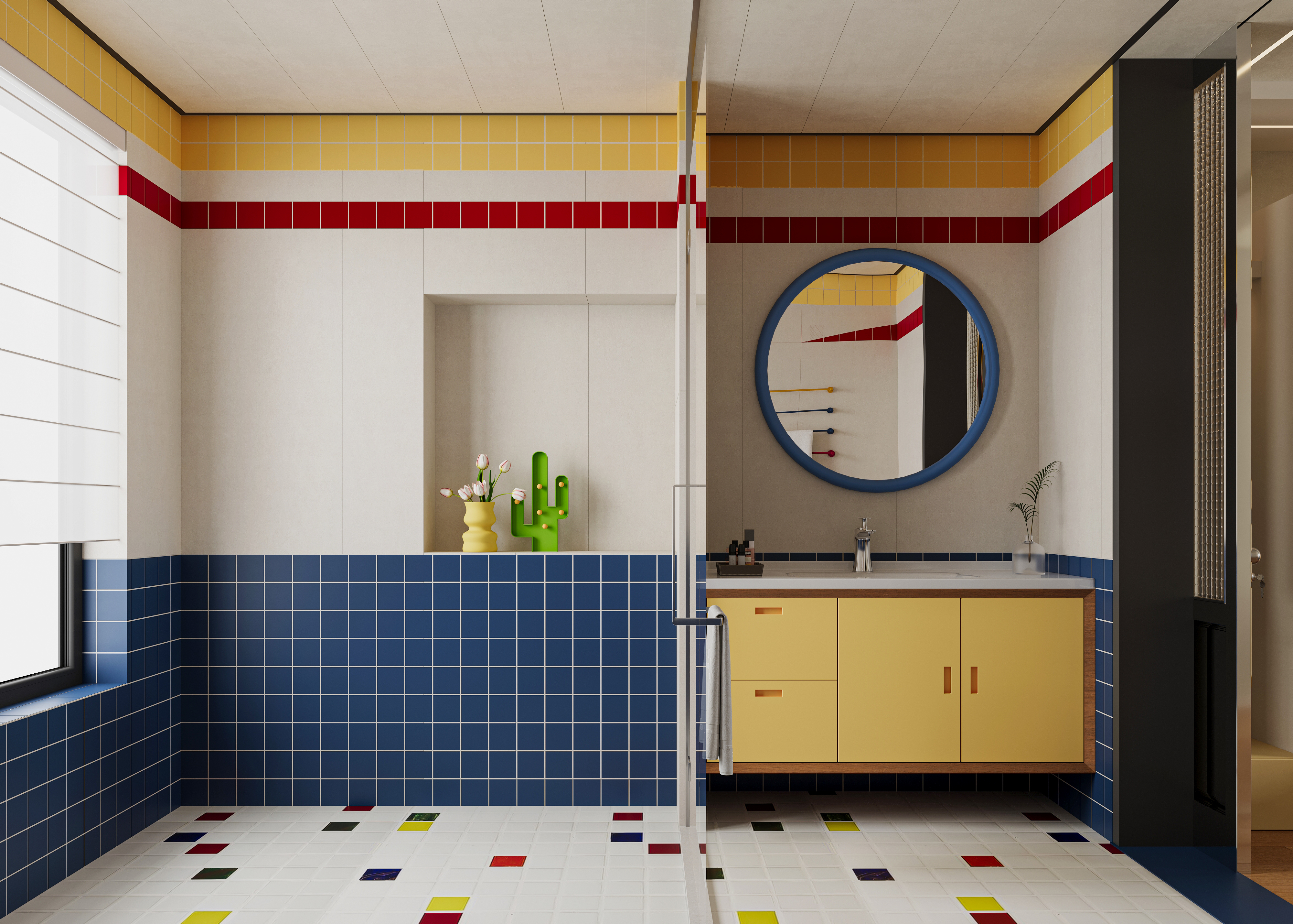 多巴胺色系客餐厅效果图表现-2