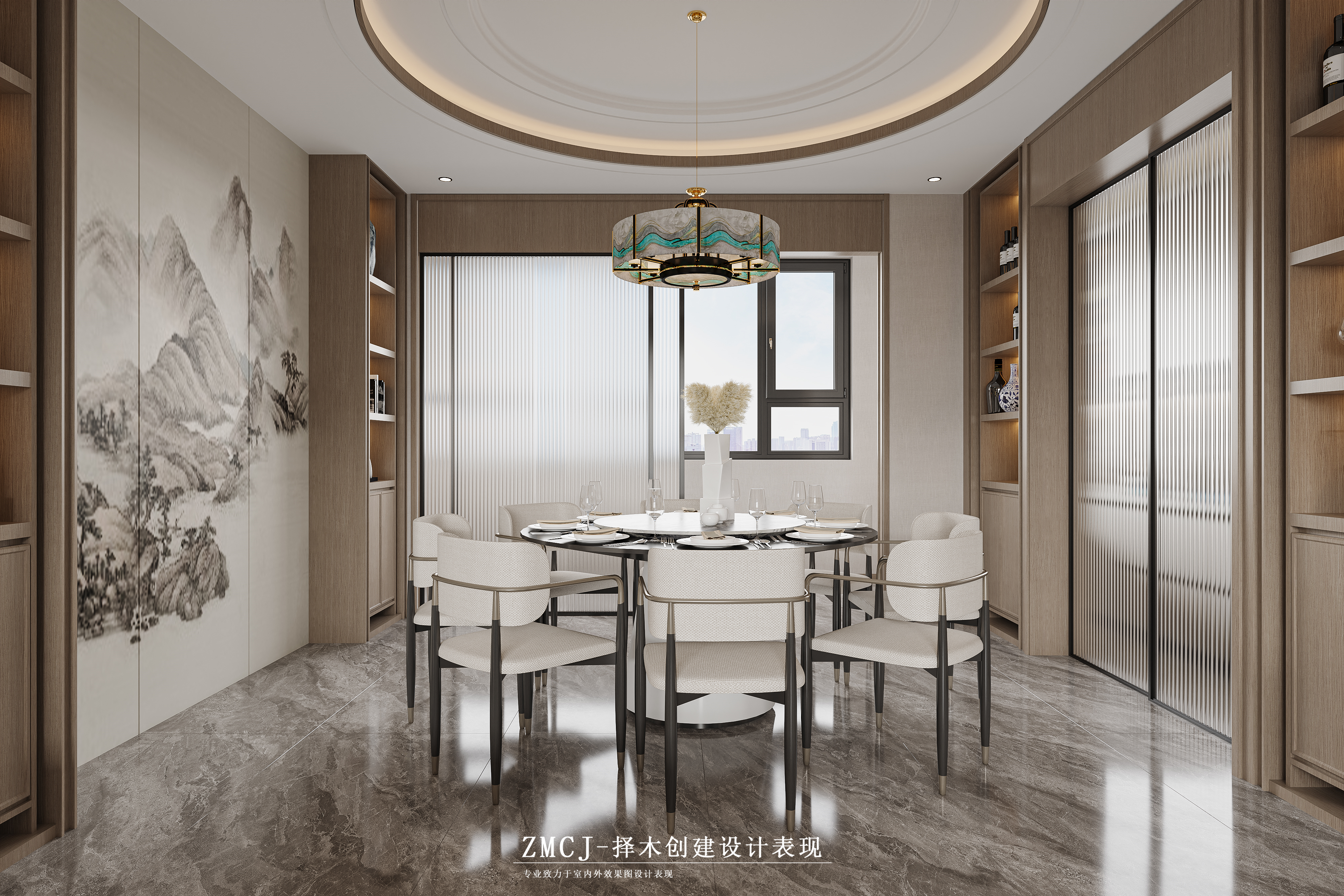新中式风格客餐厅玄关设计丨择木创建-6