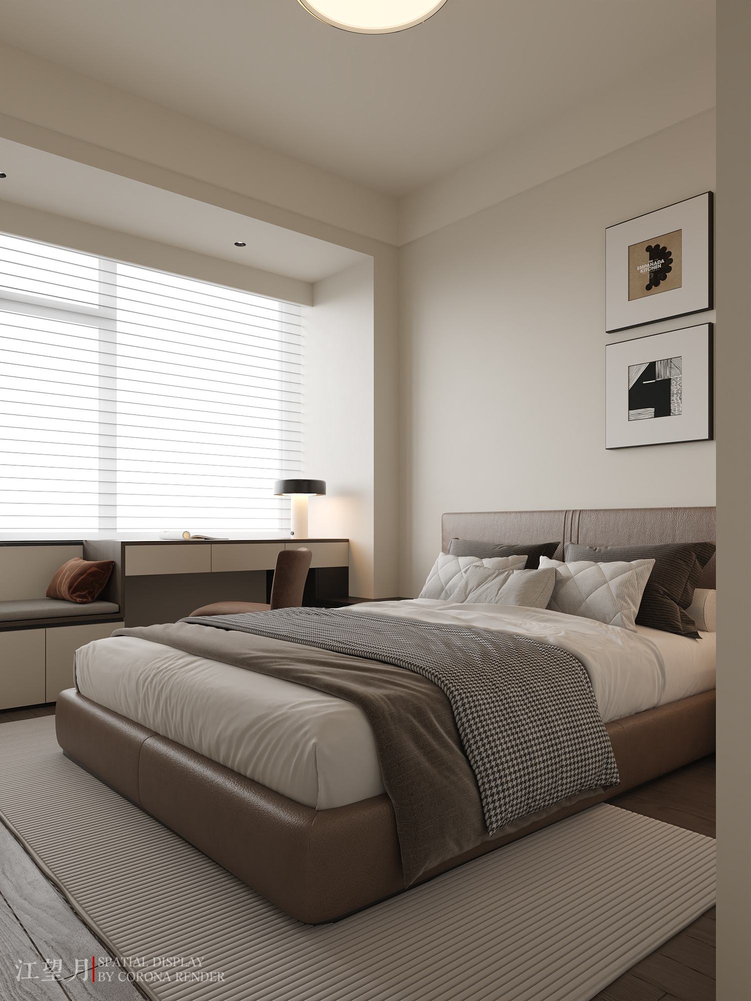 大白墙卧室渲染-9