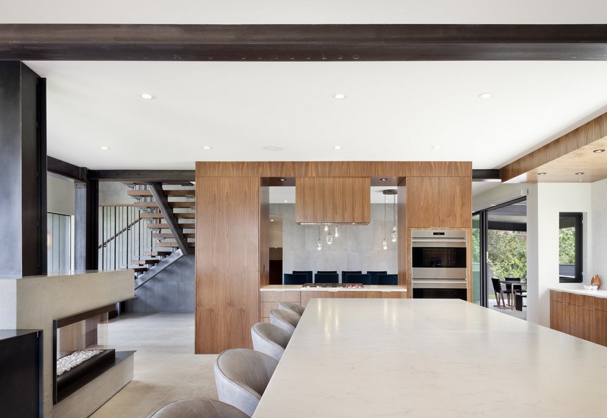 Open Floor Plan Home Featuring a Natural Palette of Steel, Concrete and Walnut-17