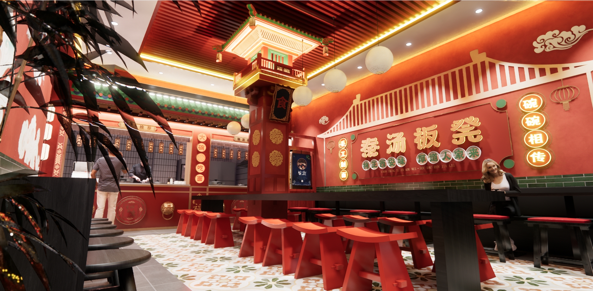 【秦汤板凳】天津网红西安面馆设计-52