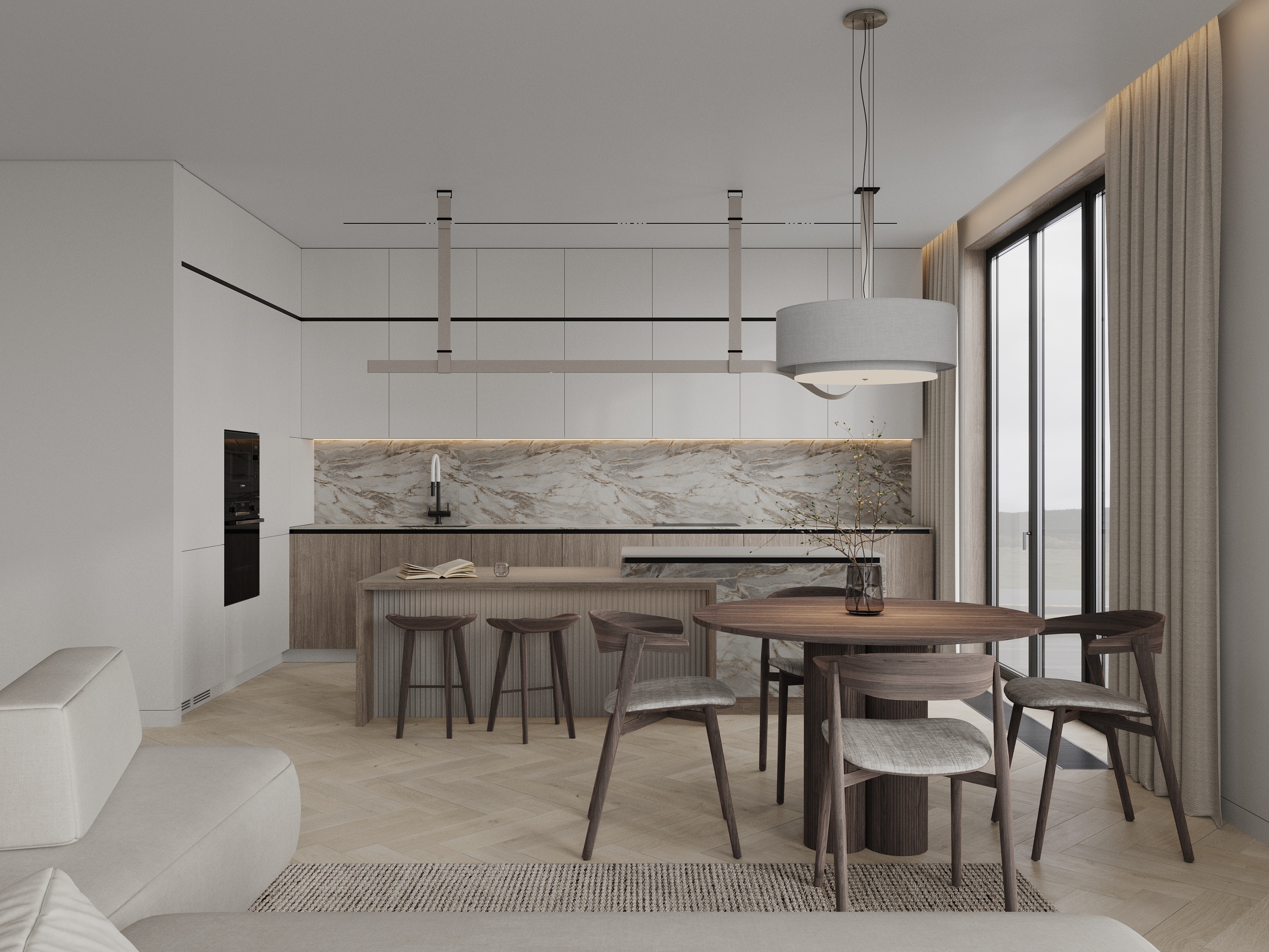 厨房客厅可视化设计丨美国丨Inesa Orlenko-5