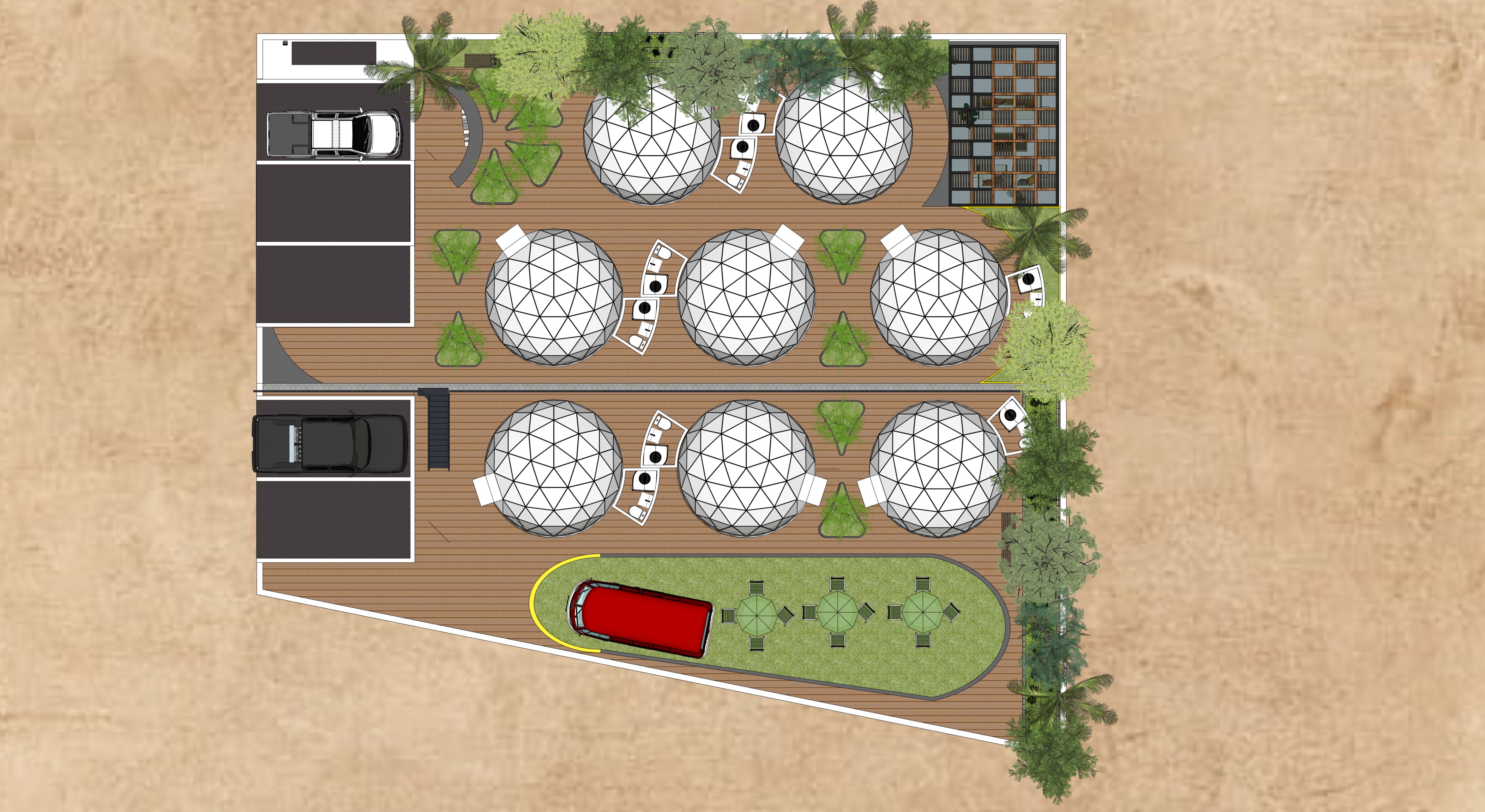 geodesic dome complex（如果这里 Complejo 是西班牙语指综合体，Domos Geodésicos 是 geodesic domes （大地测量穹顶；测地线穹顶 ） ，就可以用这个表达） 
如果Complejo明确有别的意思，建议提供更多原文语境等信息哦 丨MexicoOaxaca丨Daktilar experiences-21