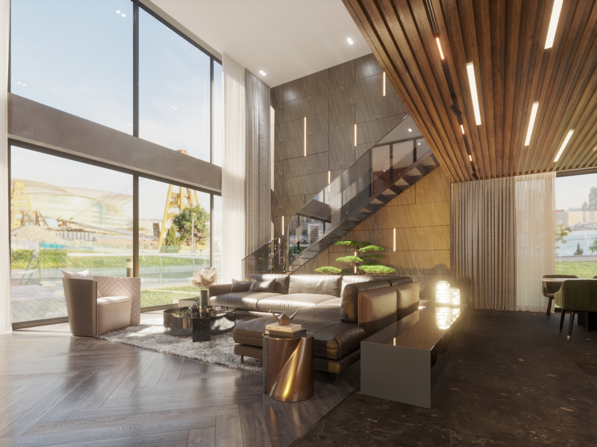 Villa Modern Reception and Living and Kitchen-0