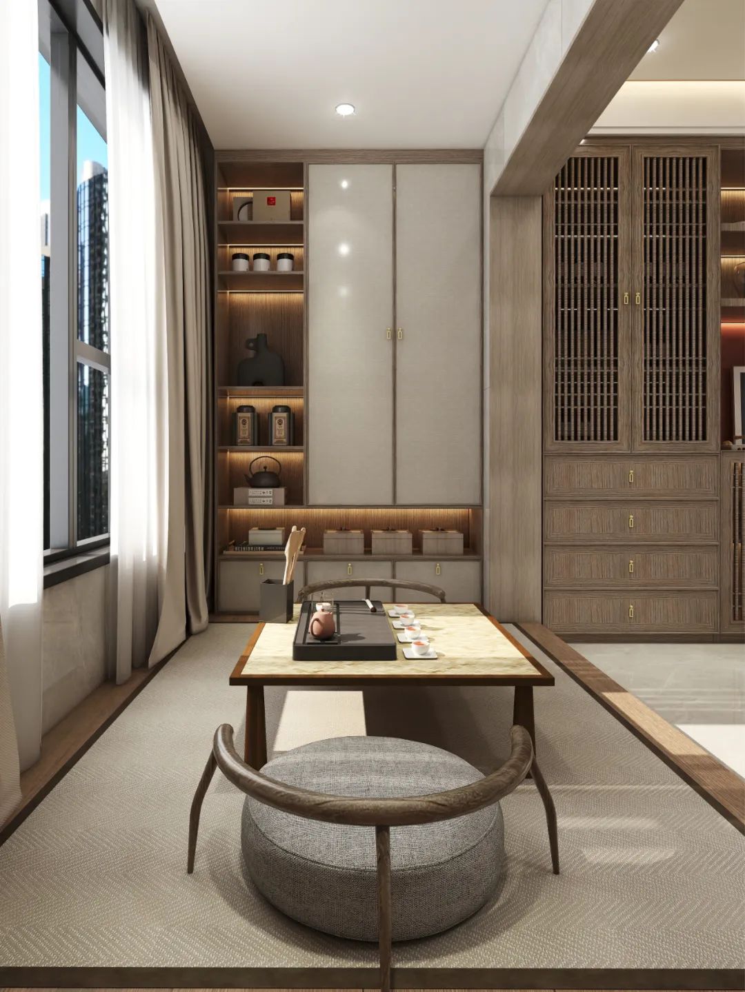 仁豪全案 | 200㎡现代新中式《东方水墨》全屋全案设计，美到骨子里的深沉与优雅！-42
