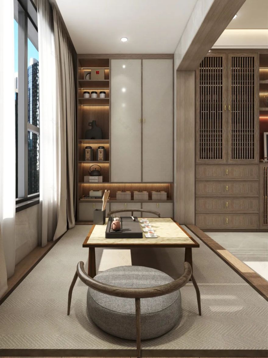 仁豪全案 | 200㎡现代新中式《东方水墨》全屋全案设计,美到骨子里的深沉与优雅!-42