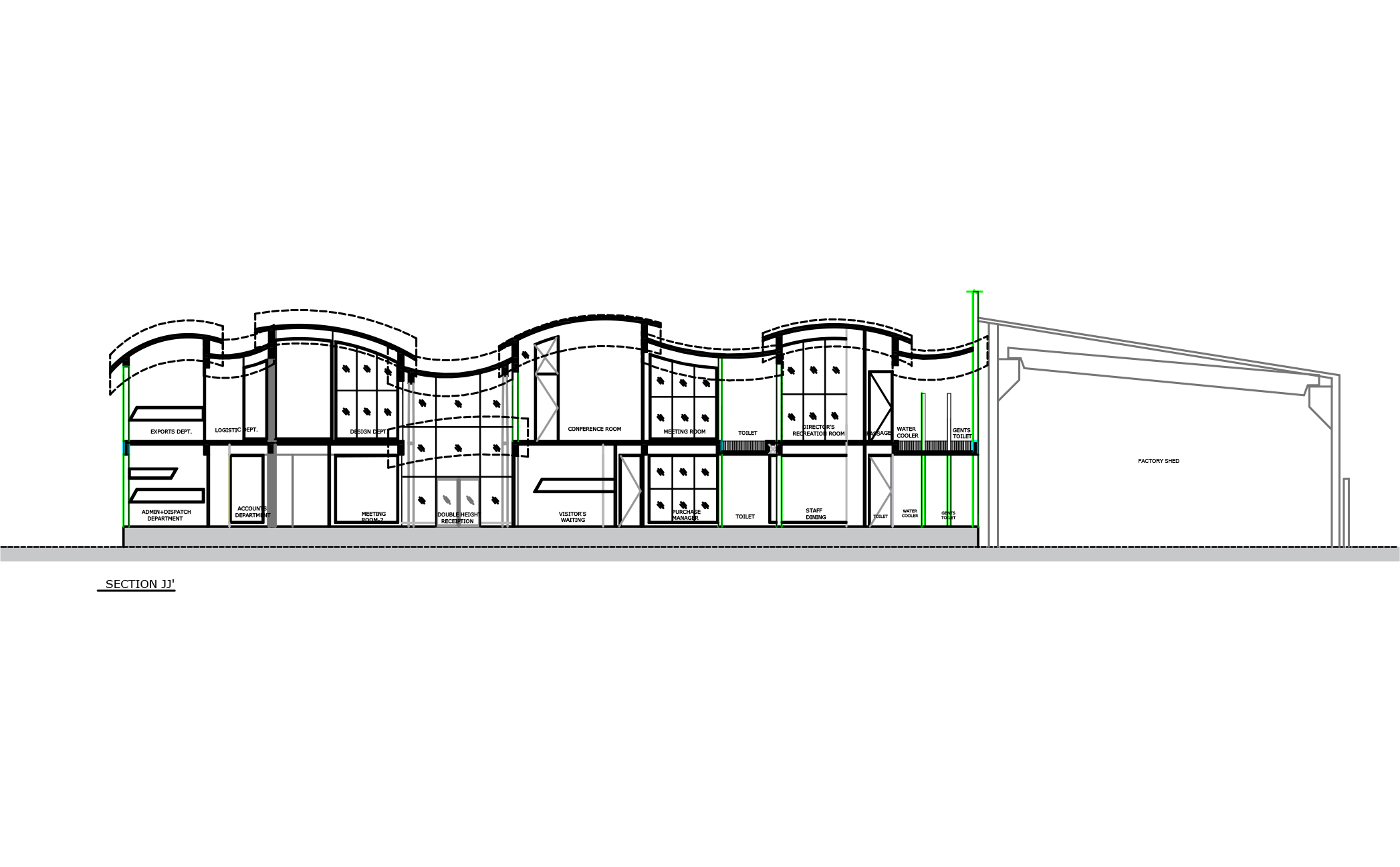 波浪形屋顶的纺织印刷机械制造商总部-31