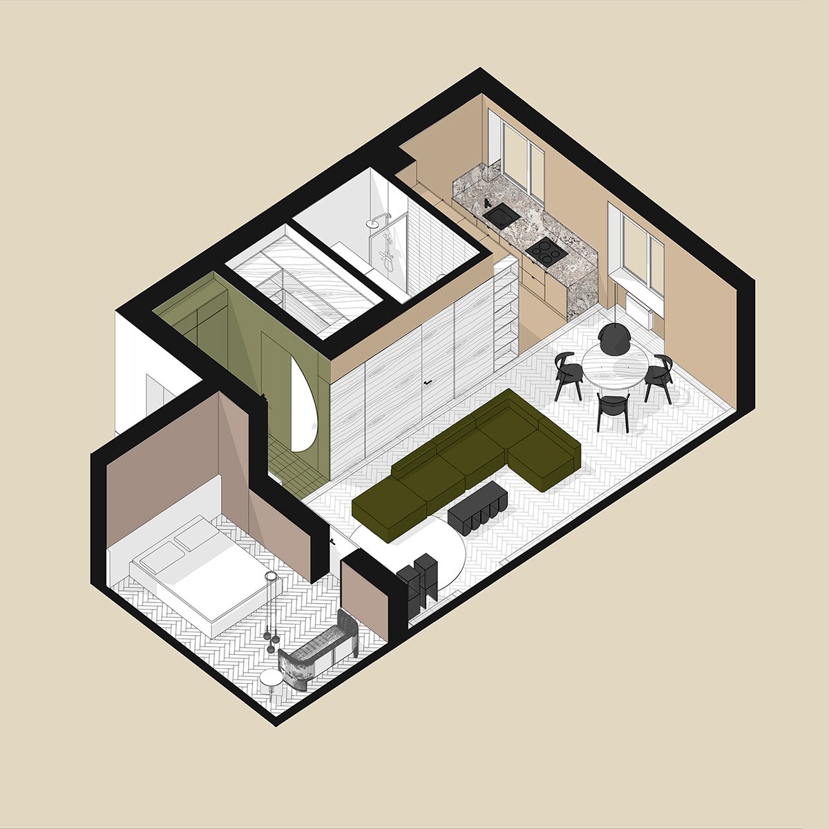 乌克兰基辅--现代清新质感公寓-1