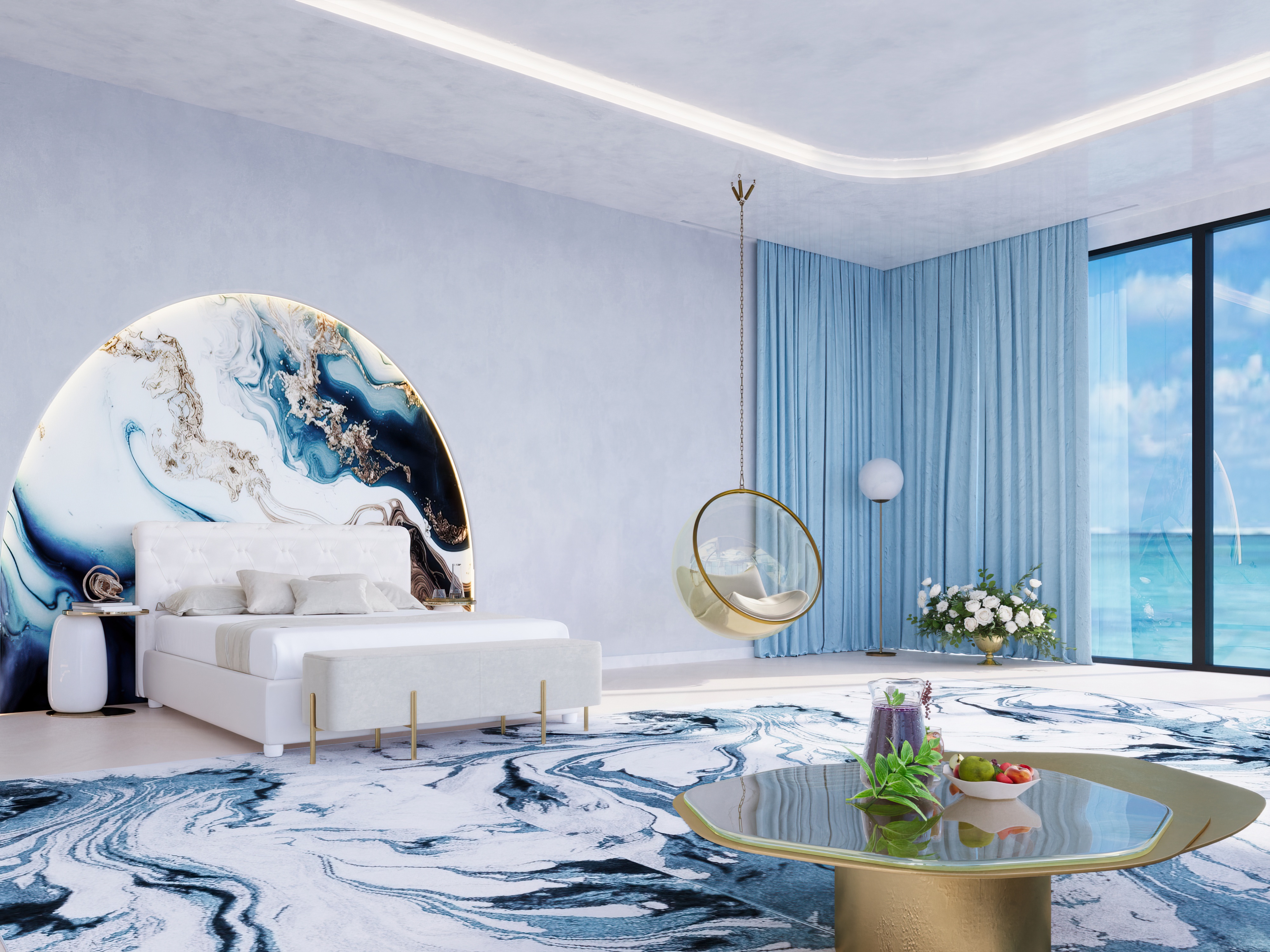 Oceanic Elegance 公寓设计丨美国丨Mariia 3D Visualizer-6