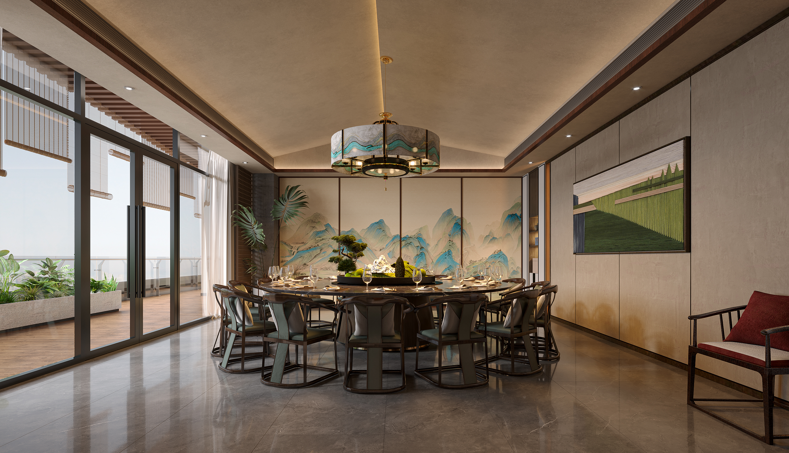 餐厅 （新中式跟工业风）混合-11