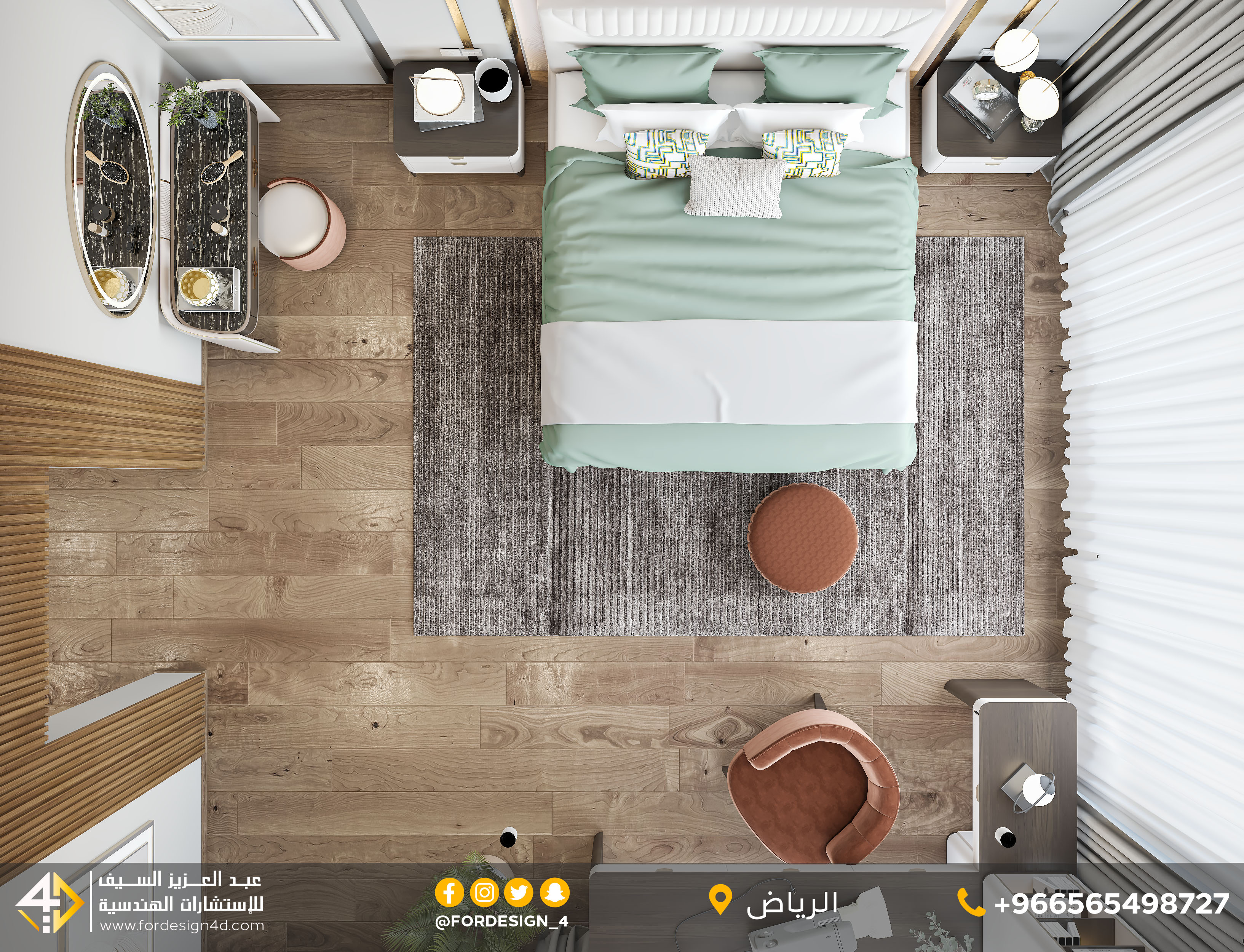 Modern bedroom design in villa in KSA-6