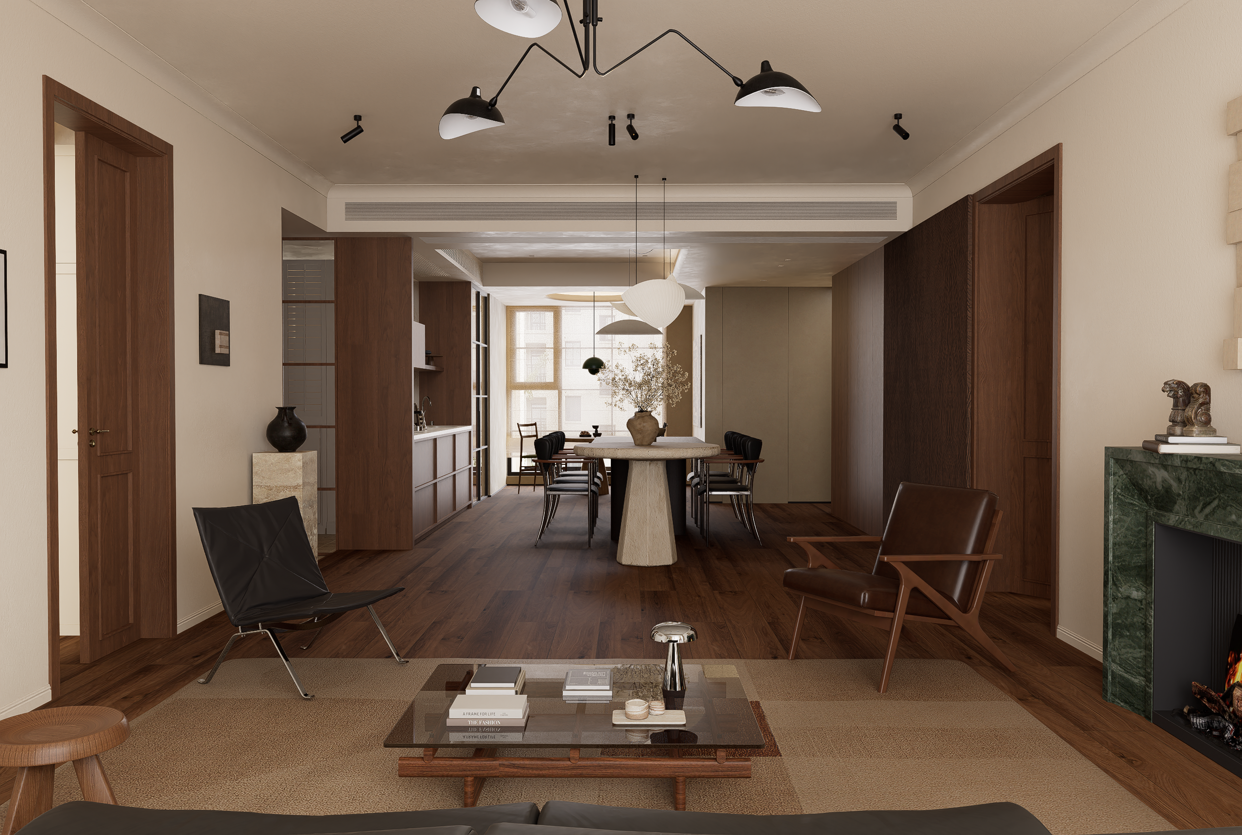 绿城蓝庭160㎡胡桃木中古丨陌上设计-1