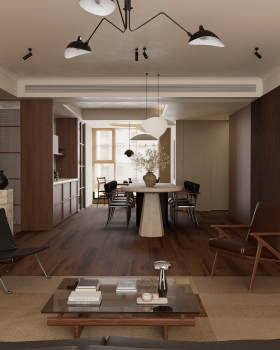 绿城蓝庭160㎡胡桃木中古丨陌上设计