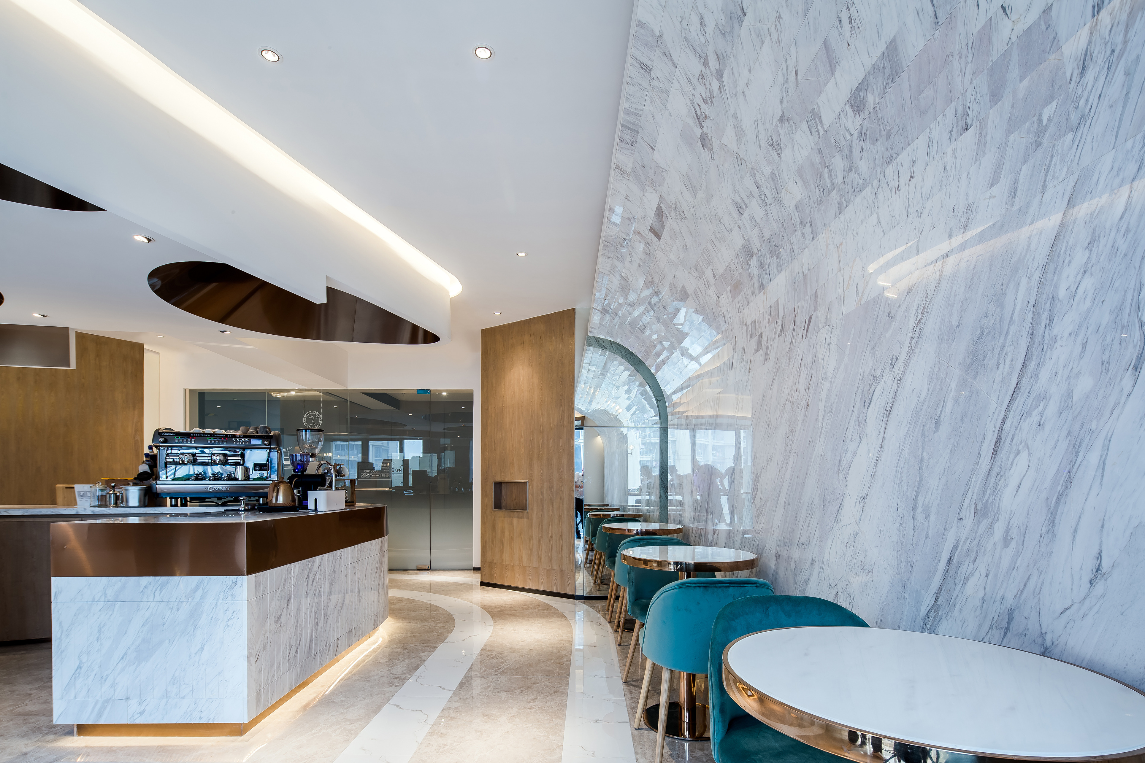 E²CAFEDesign 咖啡厅 | 弧线灵动,划分多重空间-22