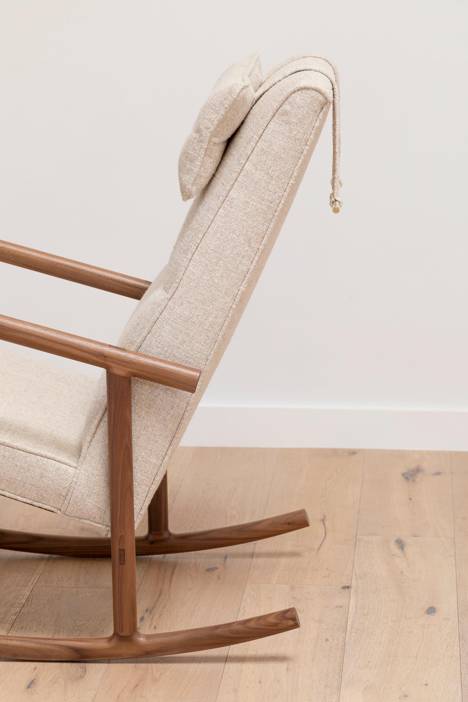 Earl Walnut, Ivory Textured Linen Moresby Rocking Chair For Sale at 1stDibs | ivory rocking chair, walnut rocking chair, earl ivory-7