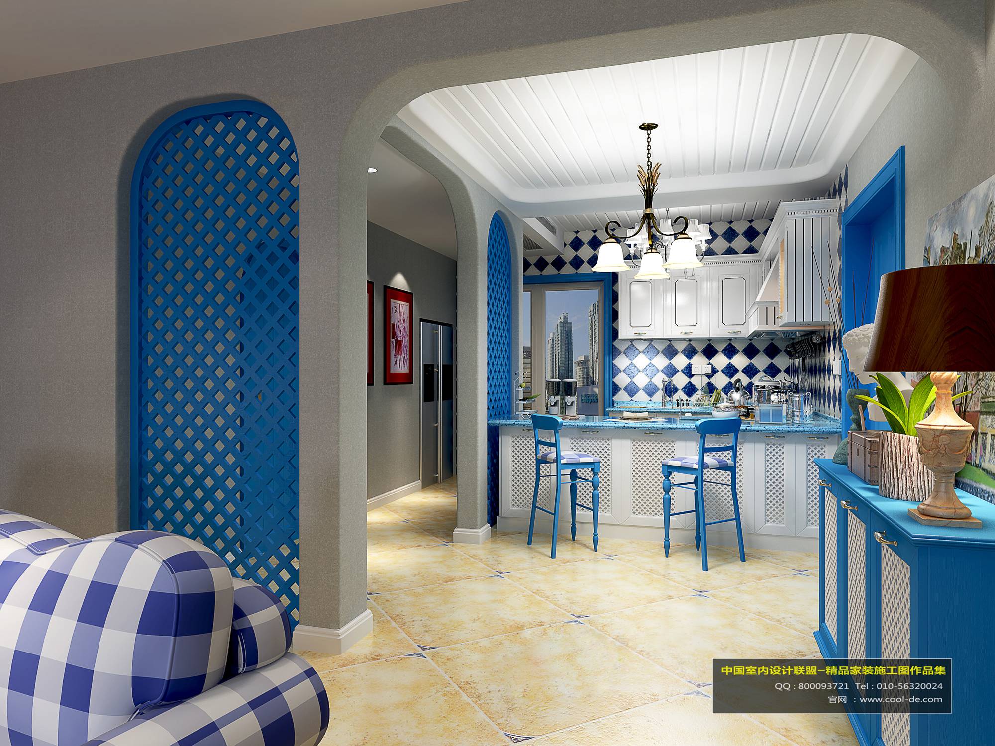 蓝色地中海风情 | 贵州兴义 200 平米平层设计-5