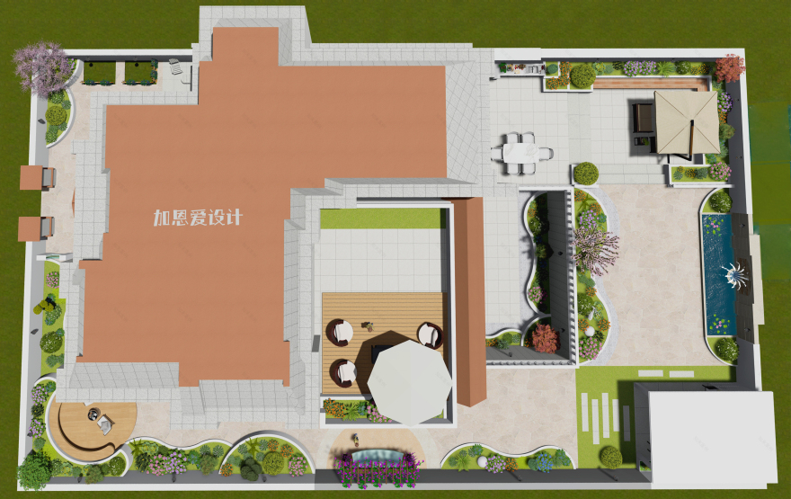 法式奶油风庭院设计-5