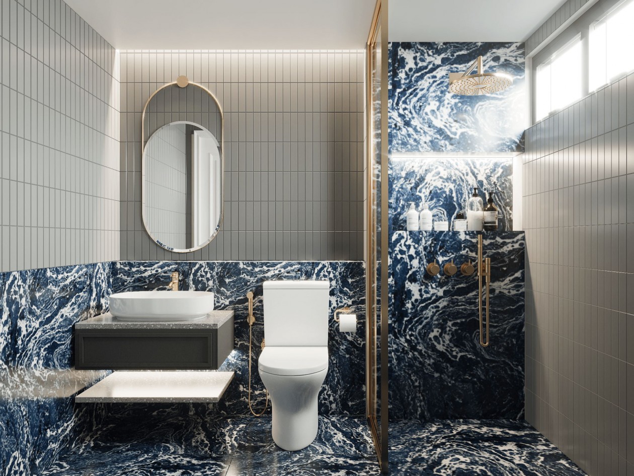 蓝色+白色 构造凉爽舒适的住宅空间-21