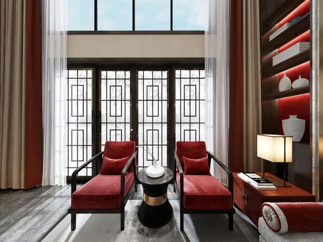 新中式家居空间,红墙碧水演绎亦古宜今的美学魅力-67