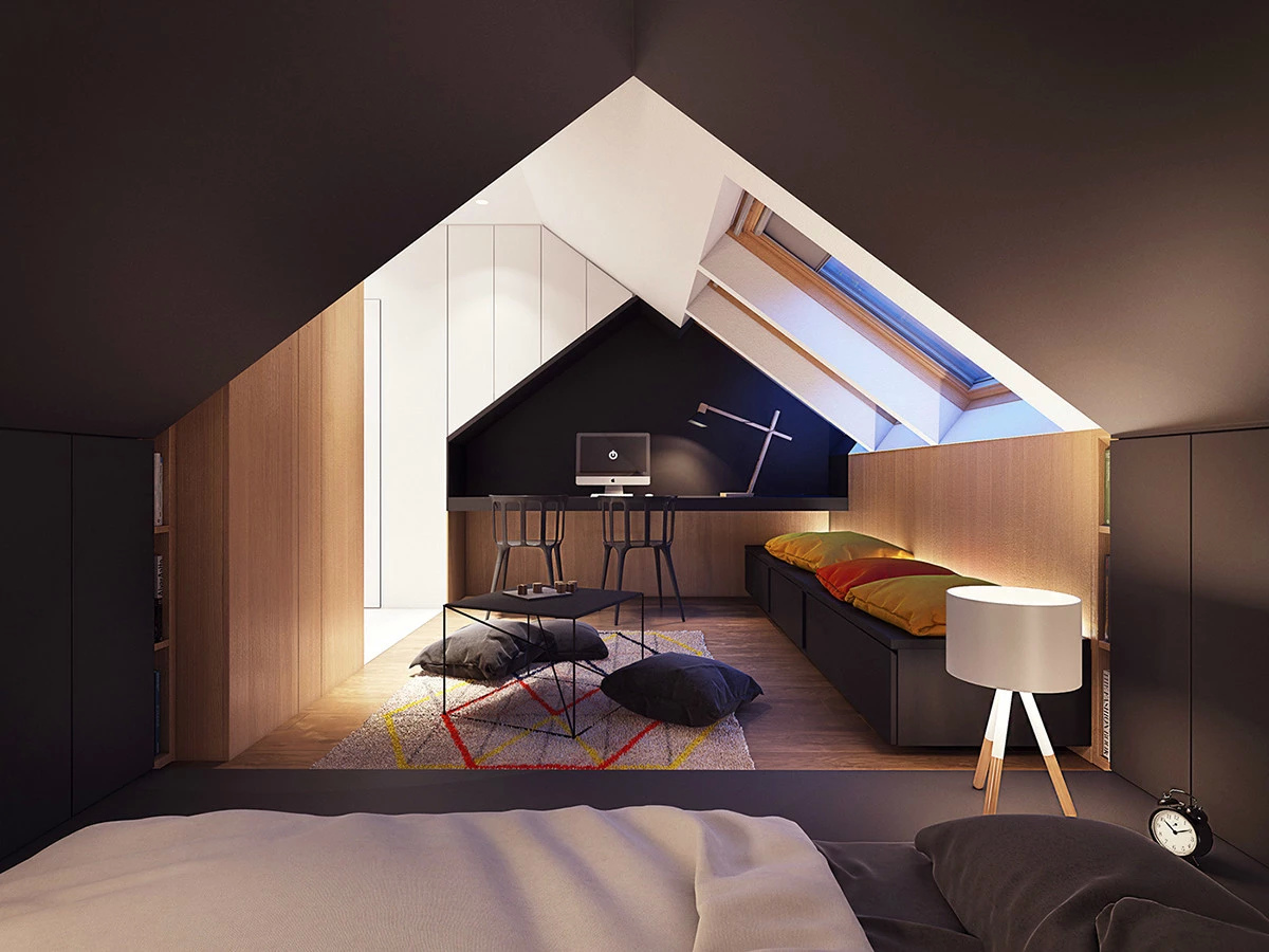 豪华别墅 现代风格美国的炫酷小阁楼-15