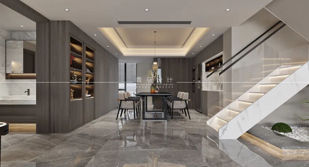 景寓学府新中式禅意复式住宅丨青马别墅空间设计-49