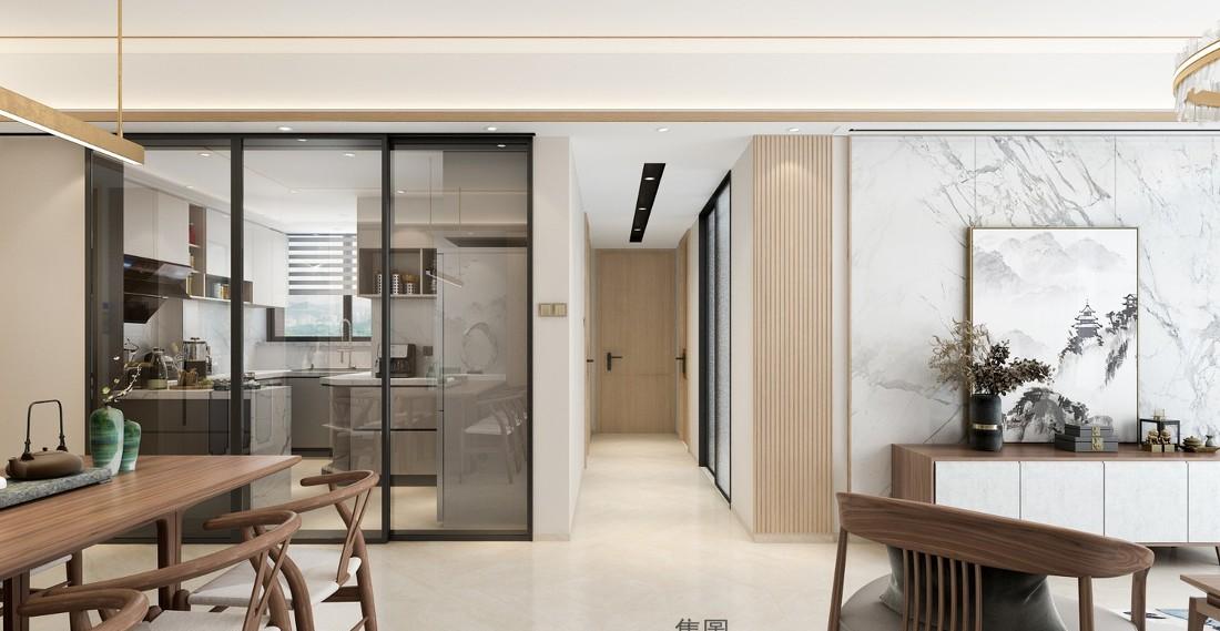 现代中式家居，拆墙扩容空间，原木与玻璃的通透之美-2