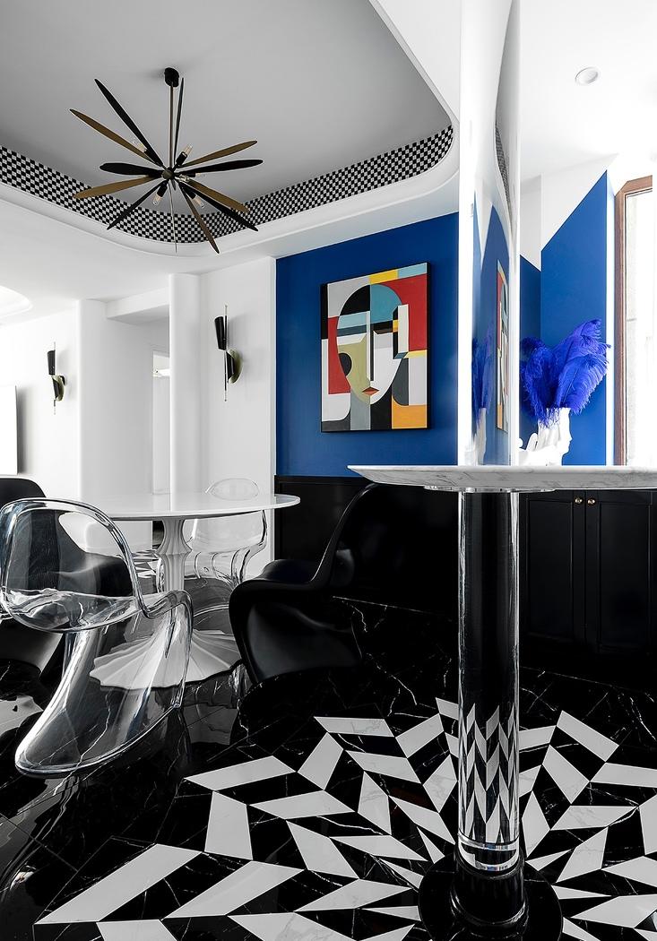 幸福格调平层家居,克莱因蓝帝国黄的时尚盛宴-31