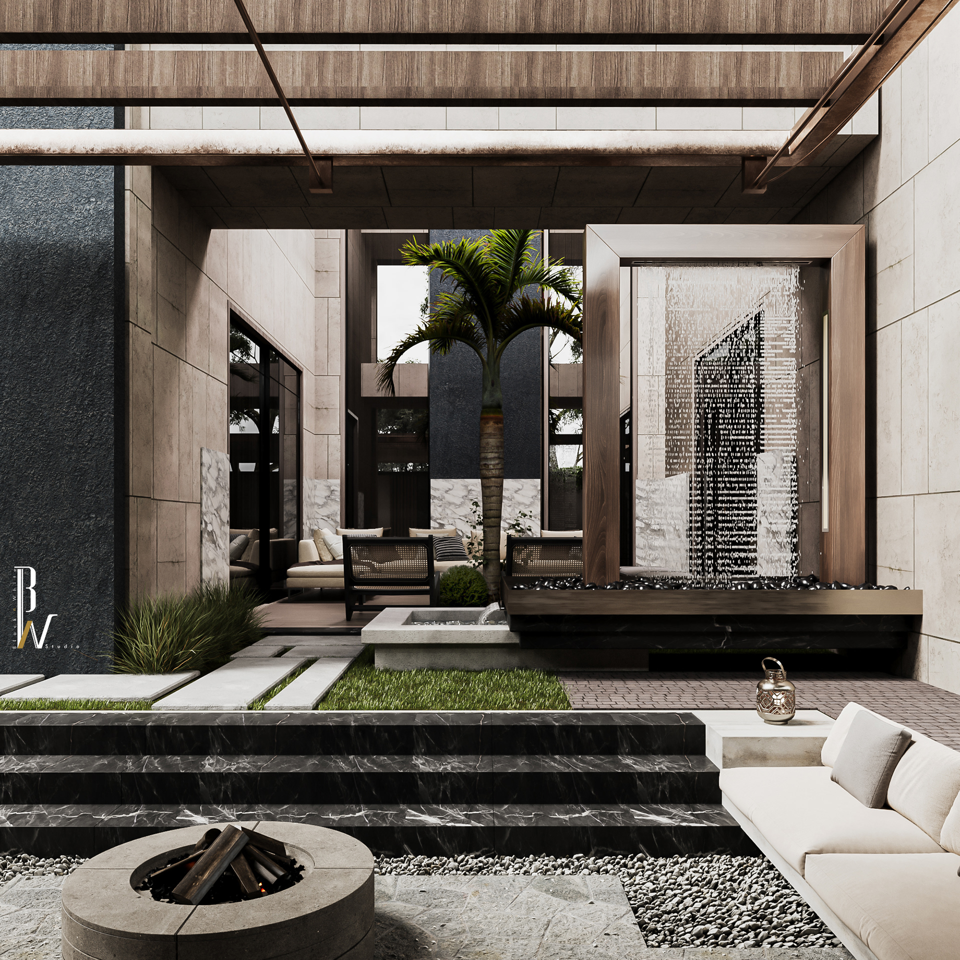 别墅景观丨阿曼丨Black N White-9