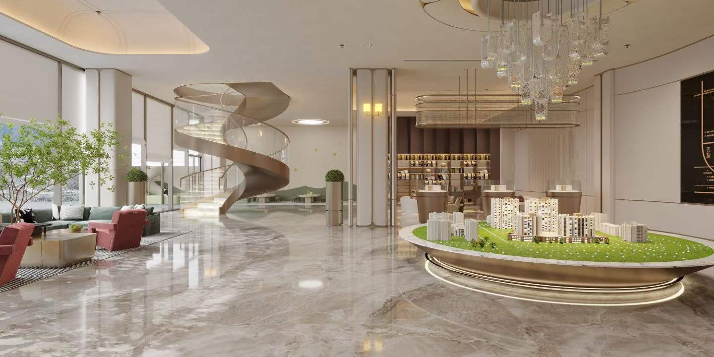 售楼处轻奢风客餐厅效果图表现-3