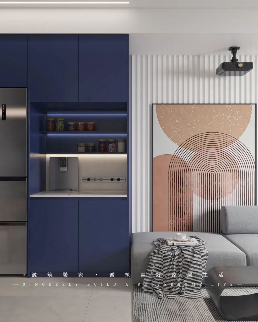 克莱因蓝的现代极简 · 苹果社区诚筑馨家 126㎡平层设计丨诚筑馨家·北京-1