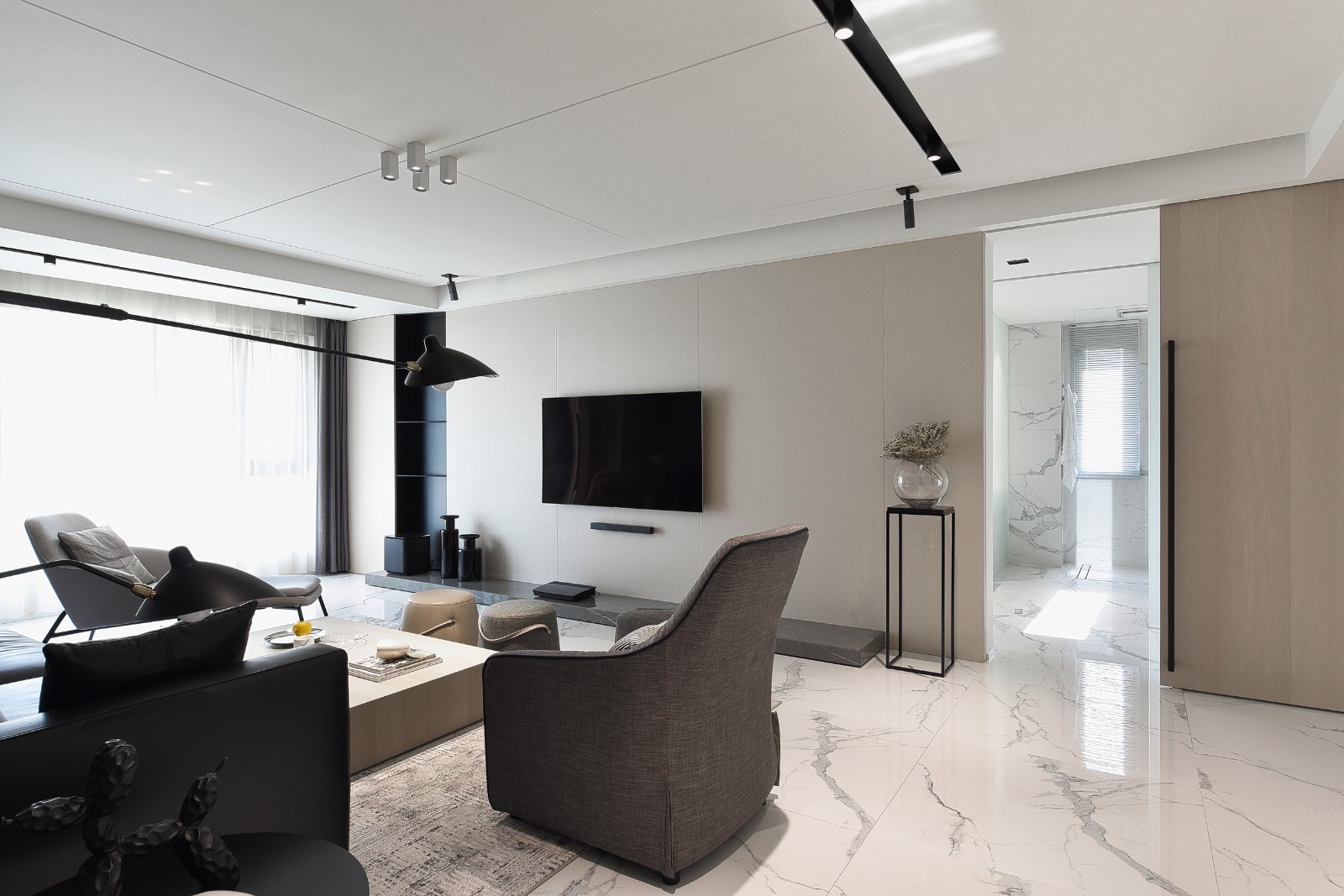 165㎡黑白现代,素简生活  王严民-5