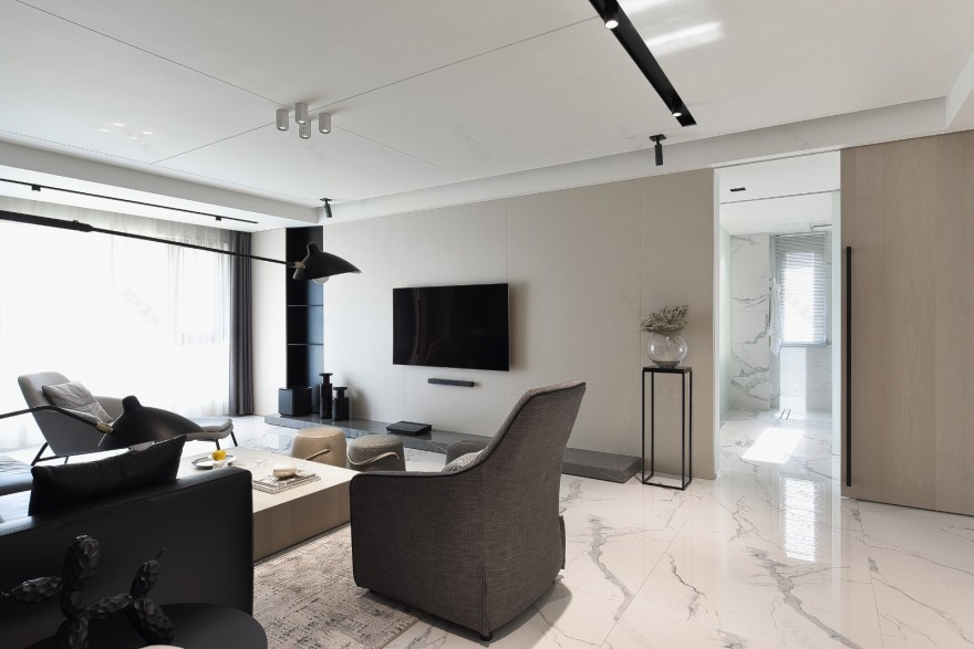 165㎡黑白现代,素简生活 王严民-5