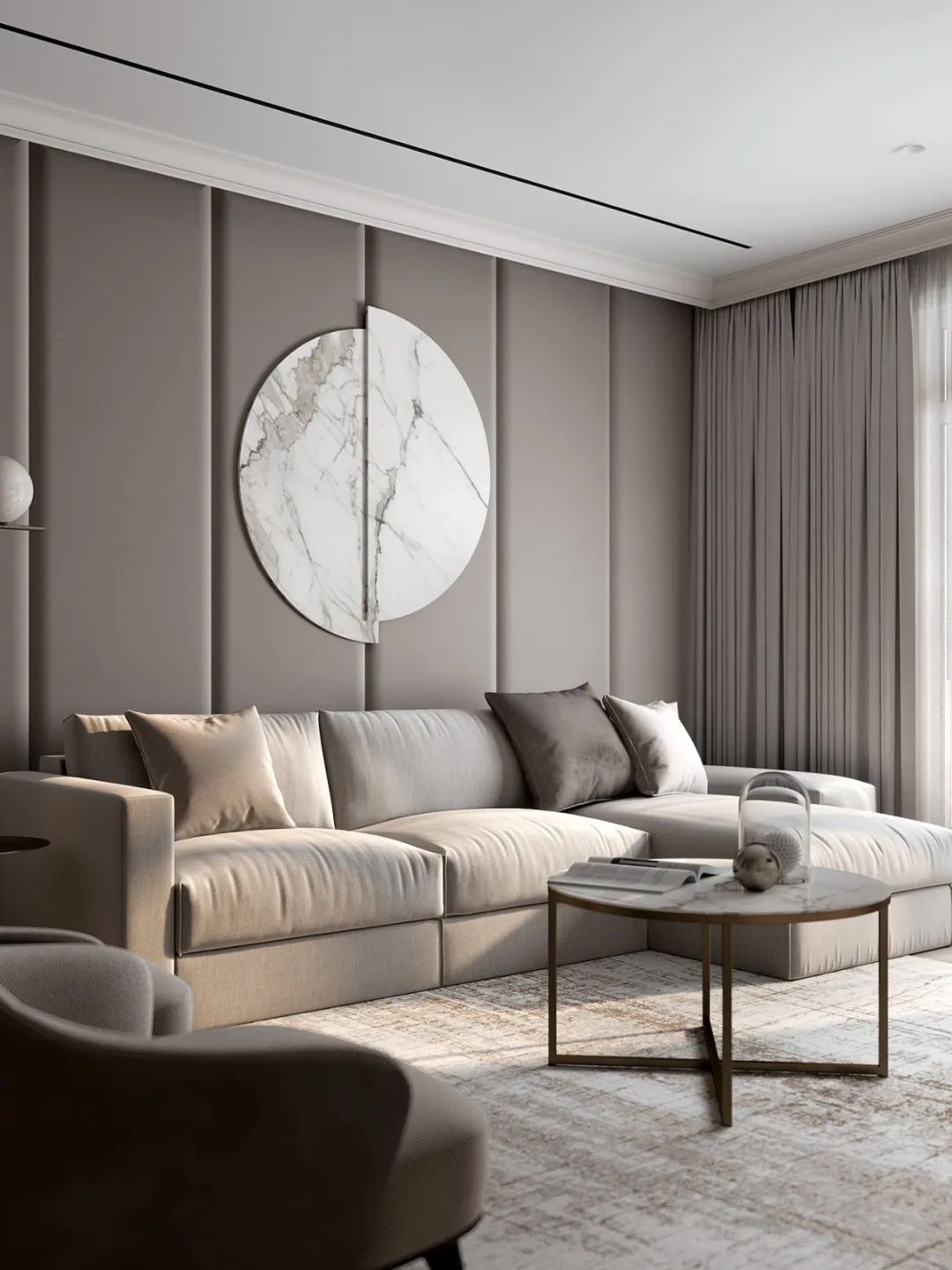 奶油色调黄铜细节,打造 120㎡精致高雅空间丨MARTA SHPACHENKO-14