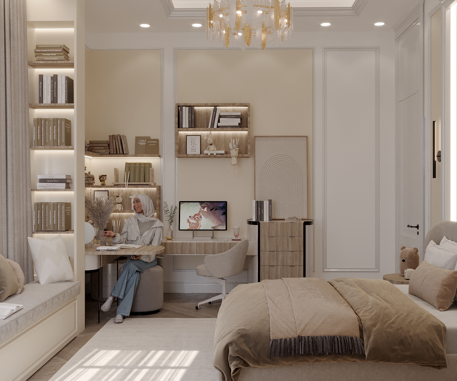 女孩卧室新古典室内设计-3