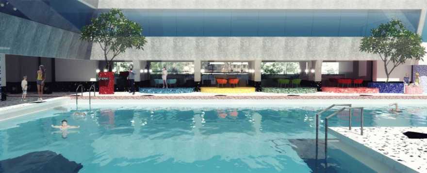 孟菲斯风格融入印度 Khar Gymkhana 泳池区域改造-9