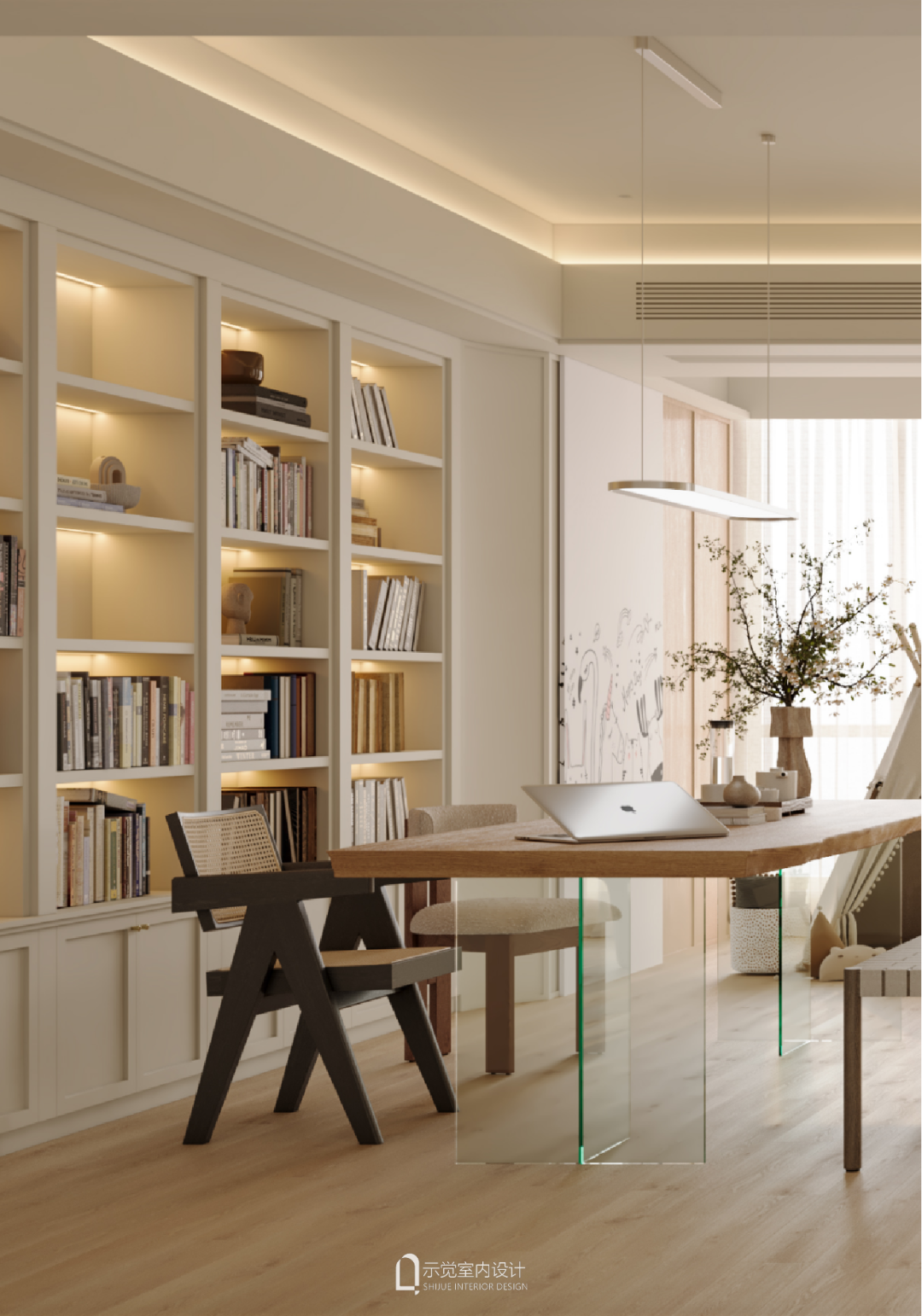 示觉设计|219㎡水清木华，一家四口的成长型家庭空间-40