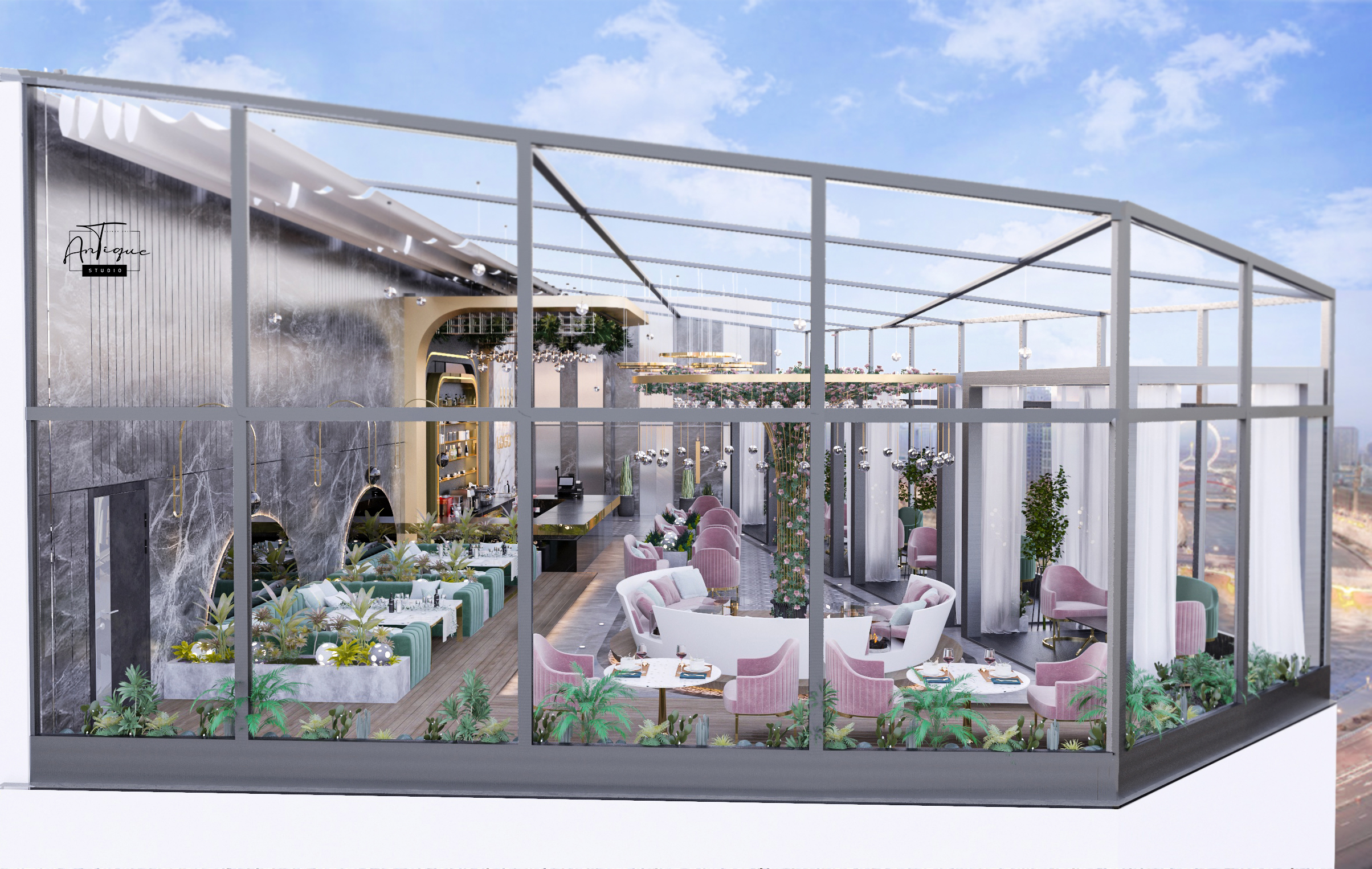 屋顶餐厅丨ANTIQUE Studios-16