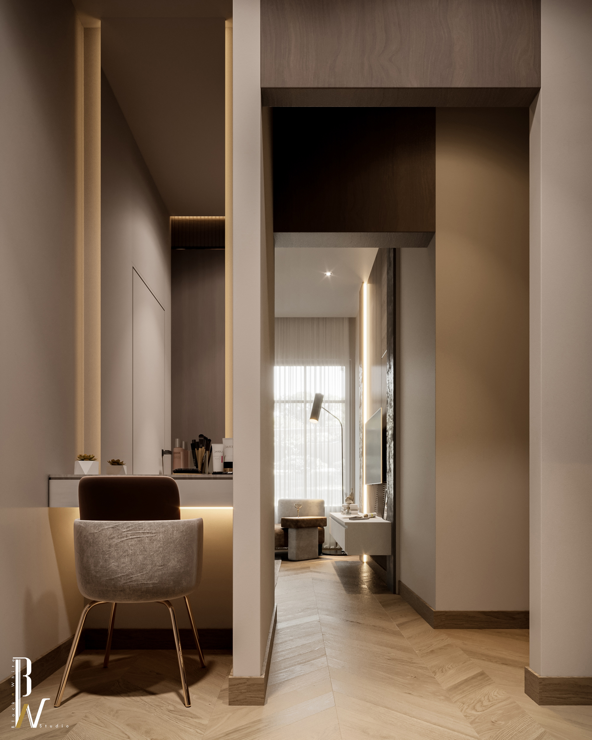 现代卧室丨阿联酋丨Black N White-32