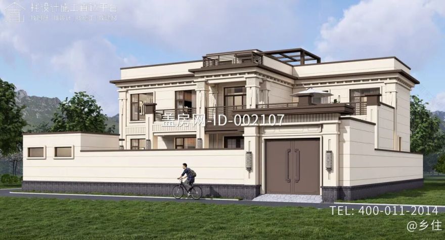 【设计师案例】土建参考造价62万,面宽19.1m×进深10.6m山东临沂二层新中式别墅-35