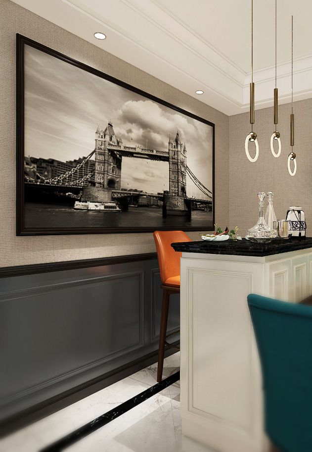 爱马仕橙&孔雀蓝撞出高级感,美式混搭打造优雅轻奢家居-58