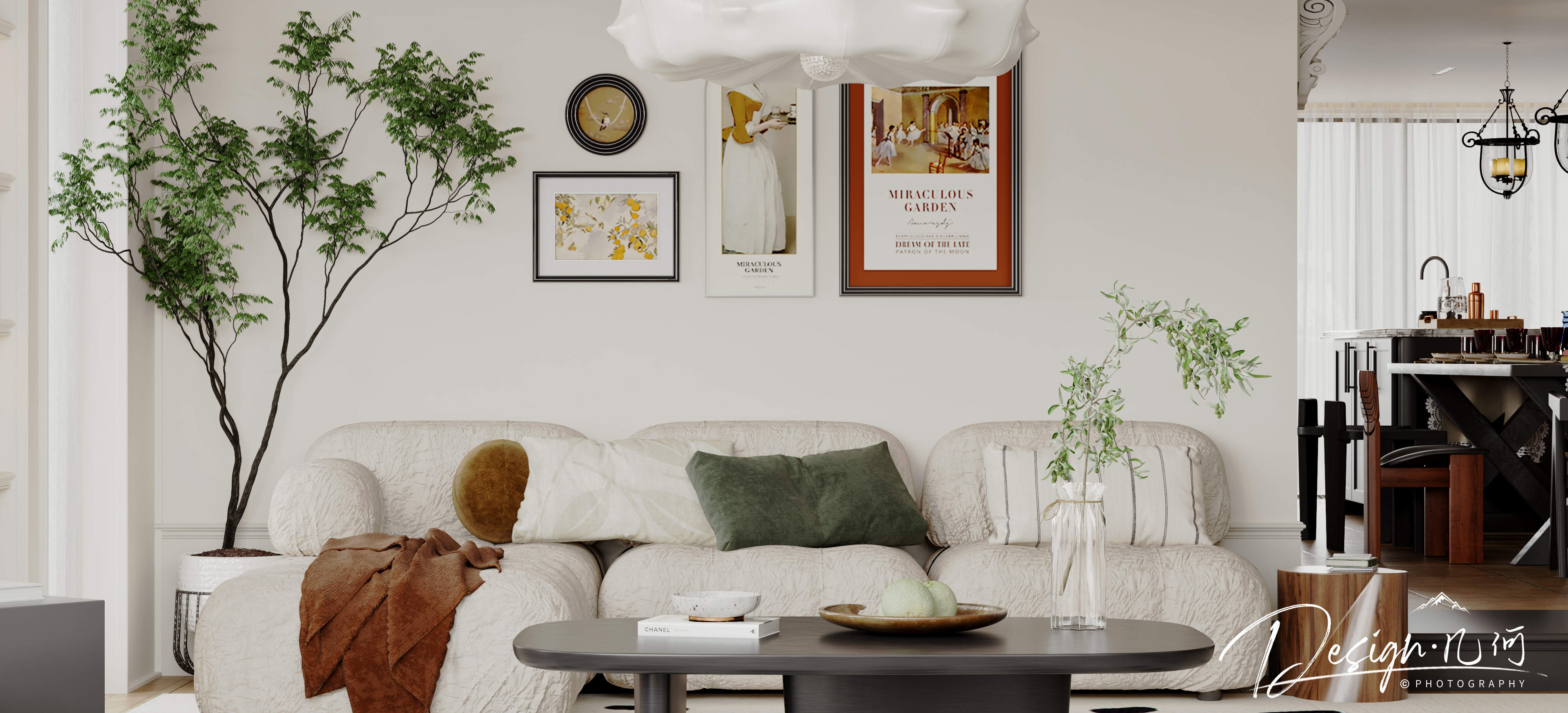 几何空间视觉表现 | 琥珀山庄乡村田园美式客餐厅-16