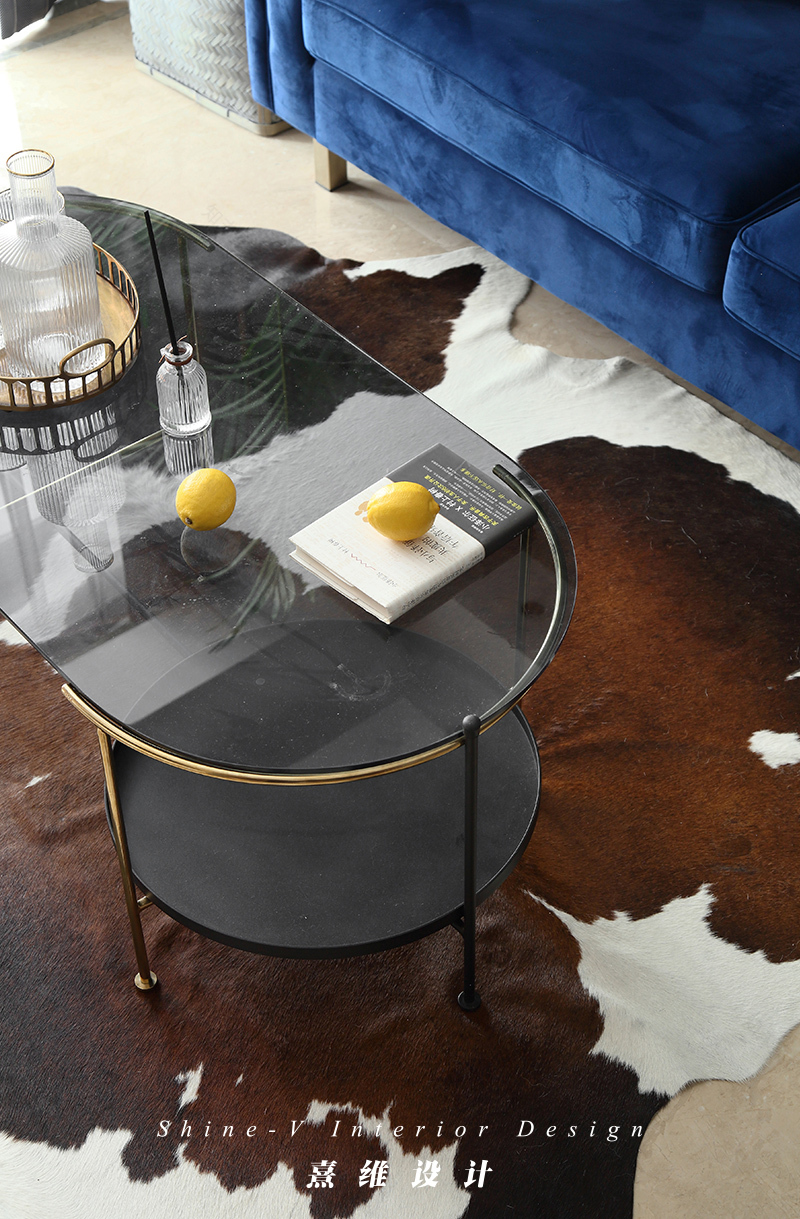 《构色》南京升龙天汇 90 平米三室两厅精装房改造,深蓝金色的复古典雅空间-19