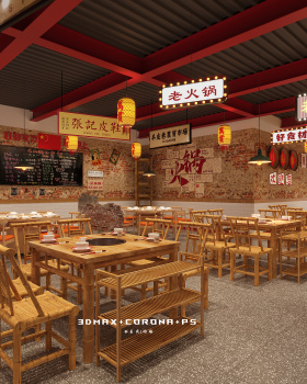 火锅店：热辣滚烫。