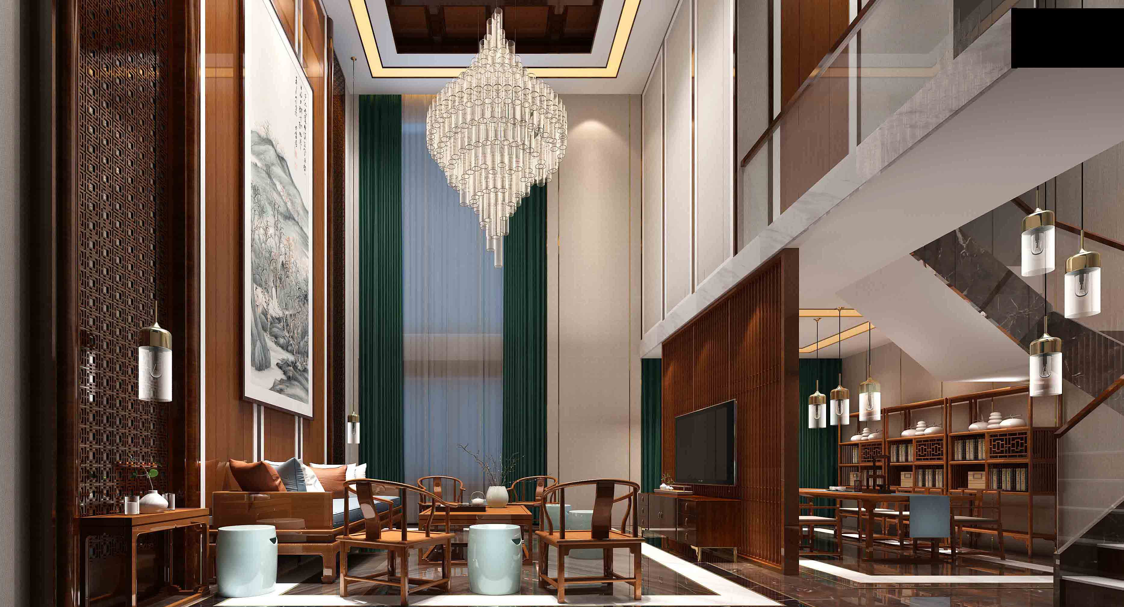 中式新中式风格家装效果图-8-18