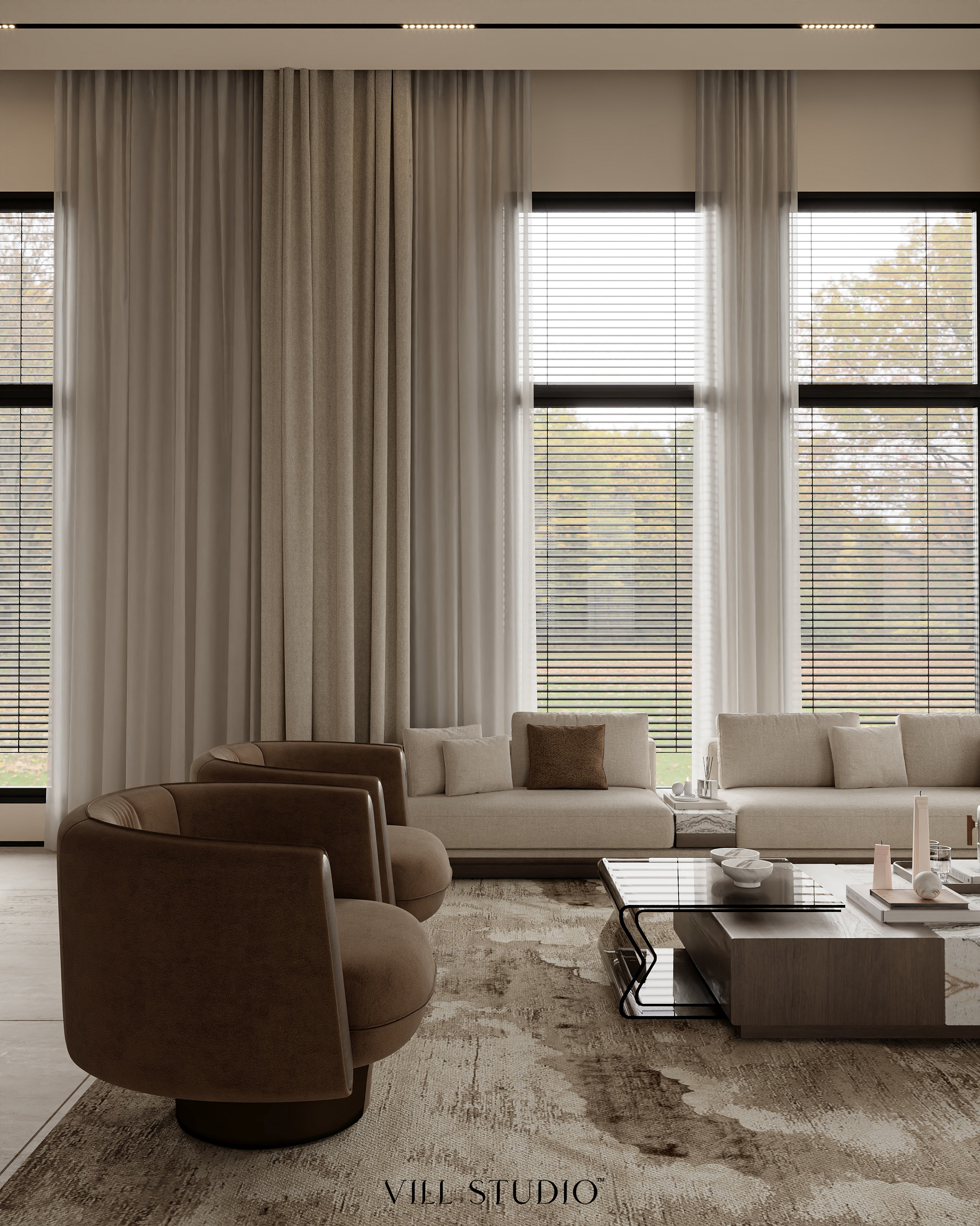 LUXURY VILLA LIVING & DINING INTERIOR DESIGN | KSA-12