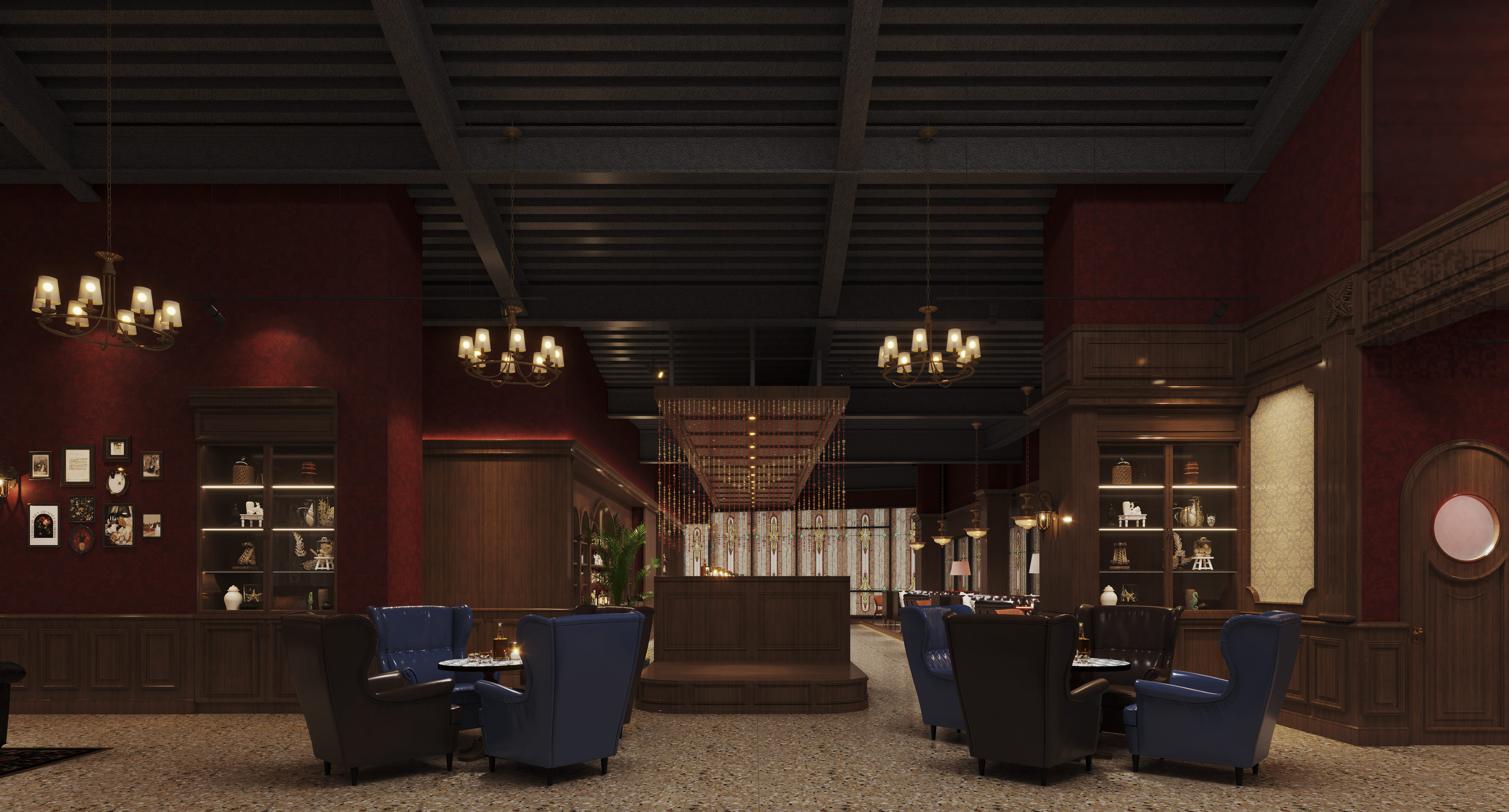 美式复古酒吧 | 高饱和的视觉审视，尽显奢华复古-7